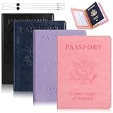 4 Pack Passport Holder, Leather Passport Cover Travel Essential Cruise Must Have Passport Holders Slim and Portable for Travel, Passport Cover for Women Men