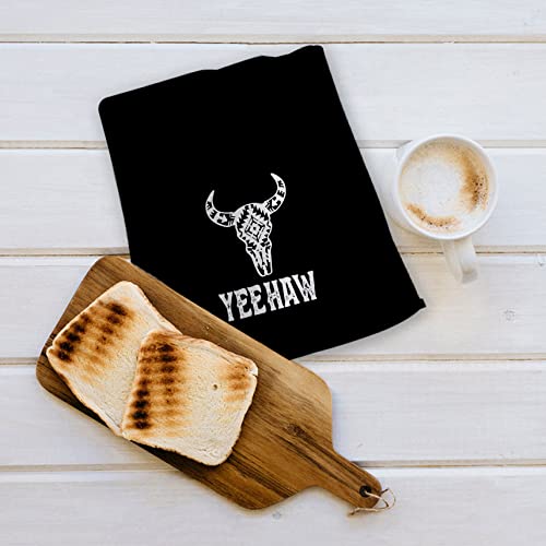 Ohsul Yeehaw Western Cow Skull Sculpture Highly Absorbent Kitchen Towels Dish Towels Dish Cloth,Rustic Bull Head Hand Towels Tea Towel For Bathroom Kitchen Decor,Cow Lovers Gifts,Western Cowboy Gifts #TOP4