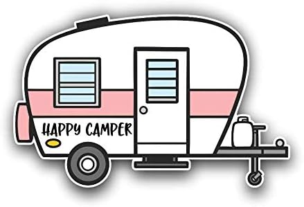 Pegatina de vinilo Happy Camper RV para automóviles, camiones, portátiles, computadoras, caravanas, etc.