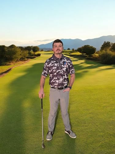 Image of Patriotic USA Golf Polo Shirt - Men's Performance Short Sleeve Moisture Quick Dry Fit Athletic Veteran UPF Stretch Casual Fun