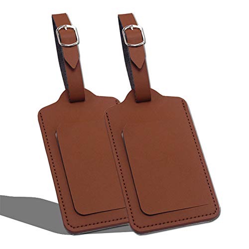 Etiquetas de equipaje para maletas personalizadas (paquete de 2 Caqui) Etiquetas de equipaje para identificadores de maletas, etiquetas de viaje de cuero para equipaje Cover