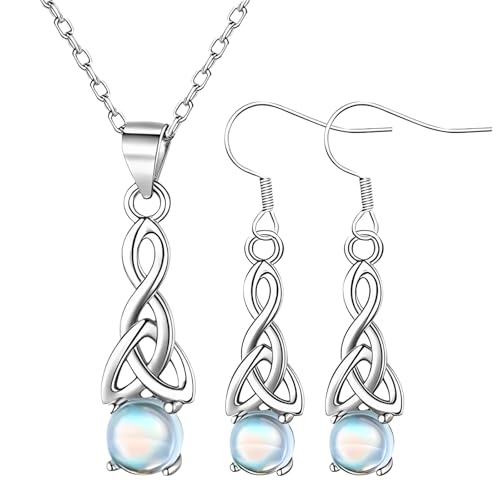Set Stylish: Il nostro set comprende un paio di orecchini pendenti in argento 925 e una collana di pietra di luna. Si possono indossare singolarmente o come parure. Il design senza tempo rende questi orecchini da donna in argento 925 un accessorio versatile per tutte le occasioni.