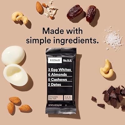 RXBAR Protein Bars, Protein Snack, Snack Bars, Chocolate Sea Salt, 18.3oz Box (10 Count)