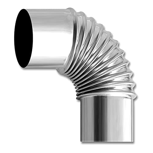 BXHNZSL Codo de 90° para Tubo de Escape de Estufa de Acero Inoxidable de Ø 50 Mm, Ø 60 Mm, Ø 80 Mm Y Ø 120 Mm, Tubo de Escape Resistente Al Calor Y Alargador de Chimenea.