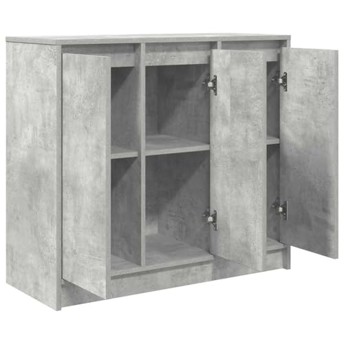 Cómoda de madera gris con 3 puertas y estantes interiores de gran capacidad 6