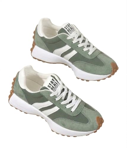 Basket Femme Sport Tendance (Vert Kaki, Système Taille Chaussures EU, Adulte, Femme, Numérique (intervalle), Moyen, 35.5, 39.5)