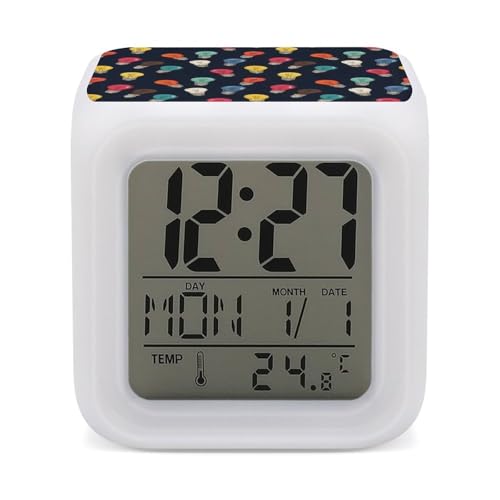 GVYGVY Reloj despertador digital para dormitorio, diseño de bombillas de colores, bonito reloj digital con luz nocturna de 7 colores, adecuado para decoración de habitación