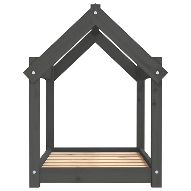 Foto 5 de 6 de vidaXL Cama para Perros Madera Maciza de Pino Gris 71x55x70 cm