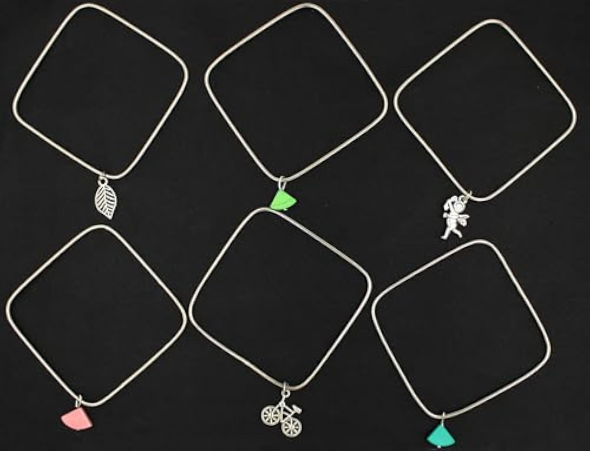 Silver Plated Square Shape Bangles with Colourful Turquoise Beads
