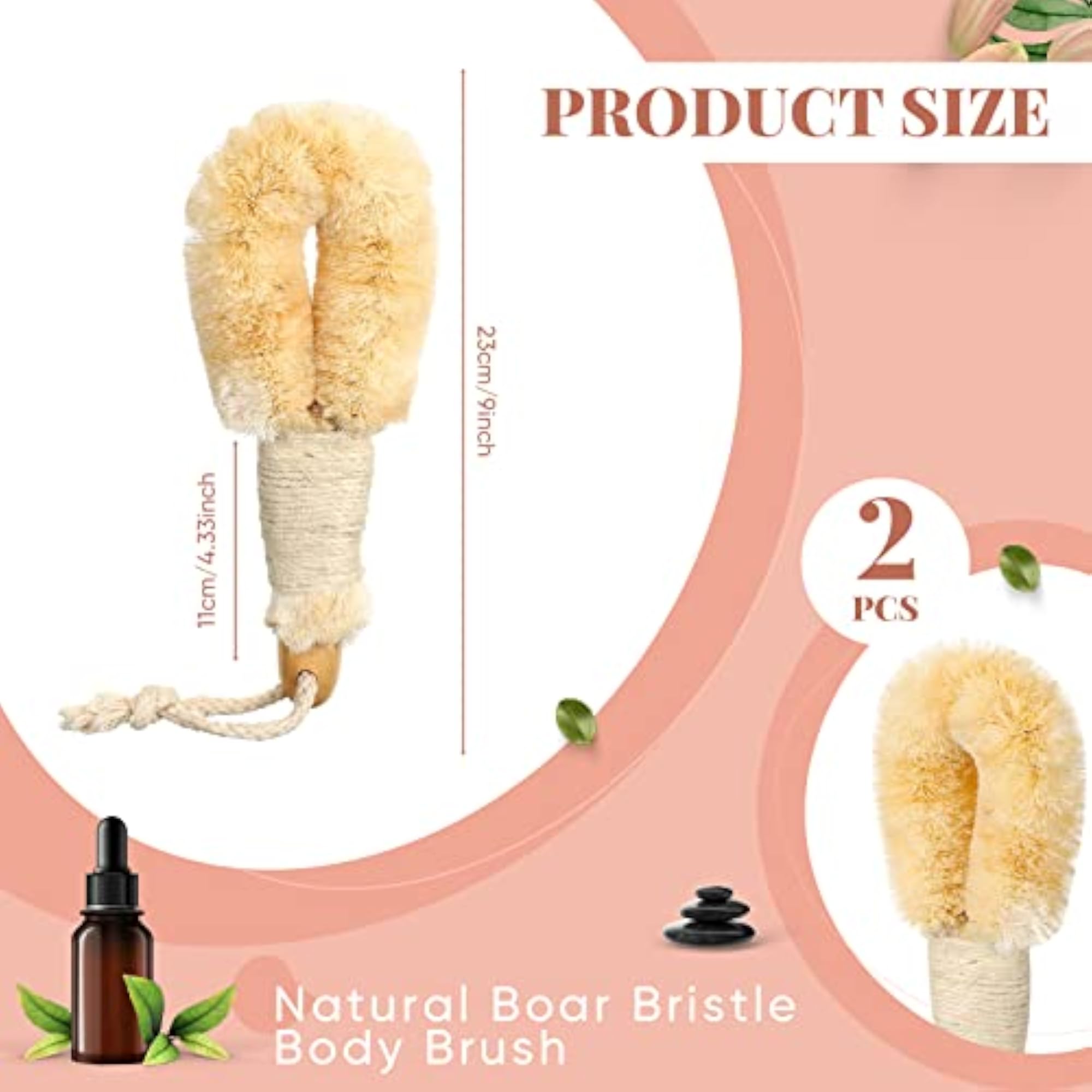 2 Pcs Dry Brushing Body Brush Exfoliating Natural Sisal Fiber