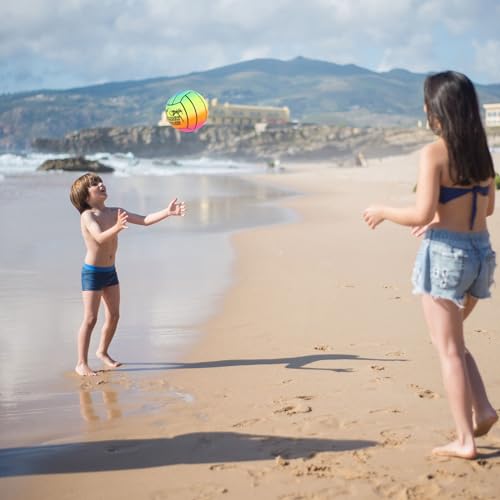 3 Stück Kinderball,5.11 Zoll Regenbogen Ball Kinder Aufblasbare Bälle Pool für Strand Und Poolspiele Schulhofspiele