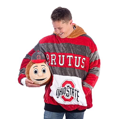Plushible Wearable Blanket Hoodie Oversized Ohio State University Brutus Sweatshirt Pocket Cozy Gifts for Women Men Girls Boys Snugible Pillow