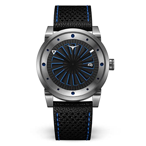ZINVO Blade Luxury Men’s Watch - Signature 44mm Automatic Wrist Watch with Turbine Style Dial and Premium Italian Leather Band - Nitro