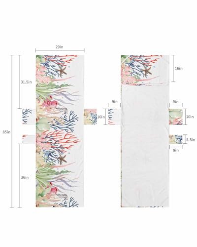 Coastal Beach Lounge Chair Towel Cover, Soft Chaise Lounge Towel with Side Pockets Patio Pool Chairs Cover for Beach/Pool Sunbathing 29x85 Colorful Coral Nautical Starfish Summer Beach