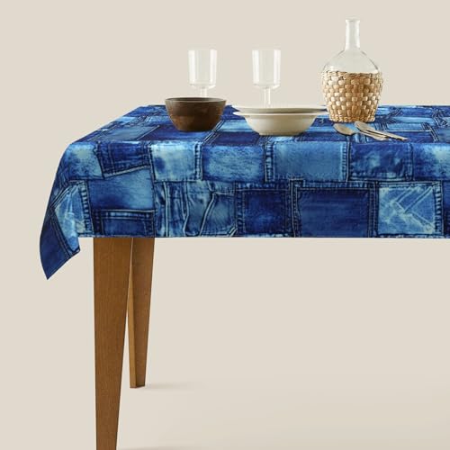 juniissl Denim Pockets Rectangle Tablecloth Washable 60x90 Inch Table Cover Decorative Table Cloth for Party Picnic Kitchen by juniissl - Image 4