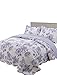 vivinna home textile Quilt King Size Sets -3pcs Include 2 Pillow Shams Patchwork Bedspread Blanket (King:106"x96", Dark Violet)