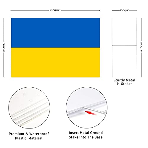 Junelucky Ukraine Flag Yard Sign Country National Flag Corrugated Plastic Decorative Yard Sign With Metal H-Stakes Farmhouse Street Welcome Lawn Yard Signs For Outside Patio Garden Decor 12X18 Inch #TOP3