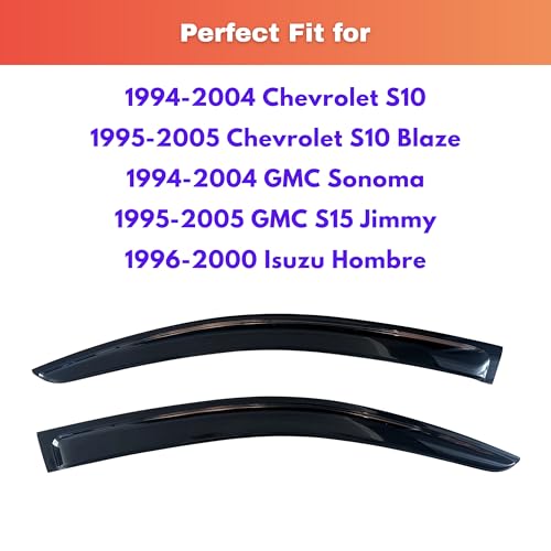 Image of KPY Rain Guards Fit for 1994-2004 Chevrolet S10 /GMC Sonoma, Out-Channel Window Visors Vent Wind Deflectors 2PC, Truck Accessories for 1995-2005 Chevy S10 Blazer /GMC S15 Jimmy, 1996-2000 Isuzu Hombre