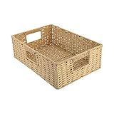 Cabilock Ablagekorb Gewebt Griffe Korb Rattan Lagerung Bin Seegras Wicker K?rbe Dedsktop Kleinigkeiten Beh?lter Weben Besteck Veranstalter für Schmuck Tuch (Beige) Seegras Körbe