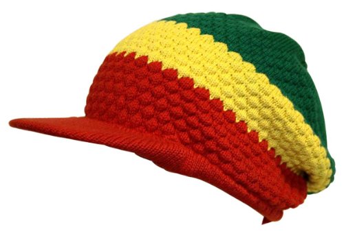 CRAZY LIZARD Rasta Reggae - Gorro de punto con 3 rayas, Negro , Talla única