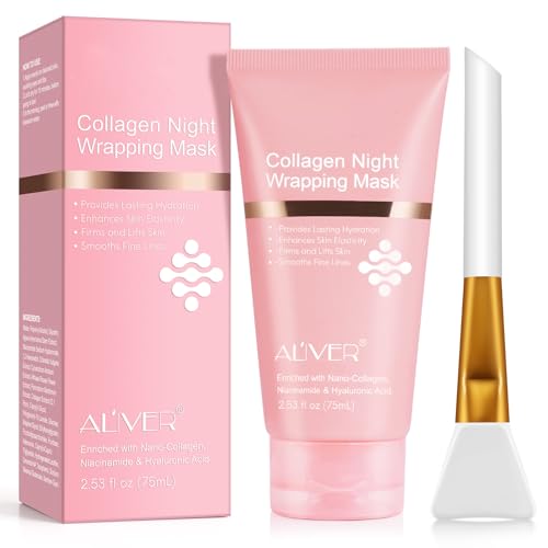 O.SECERT Collagen Overnight Wrapping Peel off Face Mask, Collagen Night Wrapping Mask, Elasticity & Hydration for Glass Skin, Reduce Fine Lines & Dullness, Anti-Aging Korean Skin Care