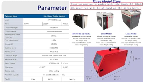 Máquina de solda, limpeza e corte a laser portátil de 1500-3000W 3 em 1 para metais 220/380V com ali