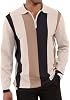 Polo con Medio Cierre para Hombre, Rayas, Manga Larga, Casual 6