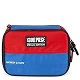 Luxcel Estojo Escolar Box One Piece Special Edition Monkey D. Luffy, Poliéster, Azul e Vermelho, 22x15x6cm, Capacidade 100 Canetas