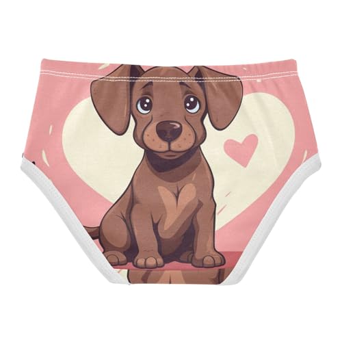 Brown Dog Heart Underwear for Girls, Toddler Briefs, Girls Cotton Underwear, 2–8 Years2