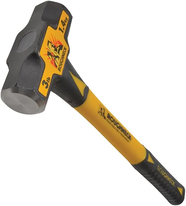 Roughneck ROU65622 Mini Sledge Hammer Fibreglass Handle for Shock Absorbing Grip 3 Lb/ 1.4 kg