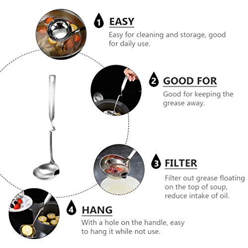 Hemoton Concha de sopa separador de óleo, cabo ergonômico, removedor de gordura, colher de filtro de