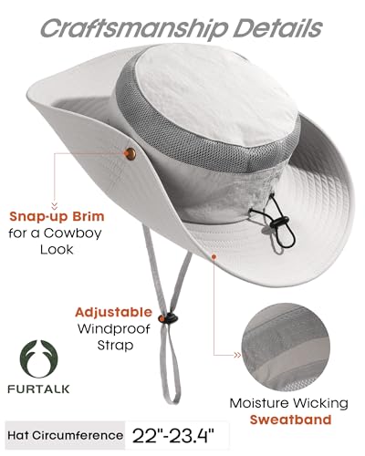 Image of FURTALK Sun Hats for Men Women UPF Sun Protection Breathable Wide Brim | Nylon UV Protection, Breathable Adjustable, 2-in-1 Wide Brim, Packable Water-Resistant, Fishing Hiking Summer