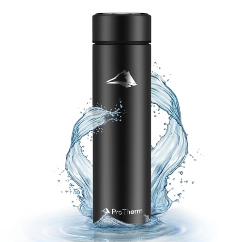 Insulated Water Bottle, 500ml LED Temperature Touch Display Smart Water Cup Travel Mug, Stainless Steel Vacuum Drink Flask, Hot & Cold Sport Drink Bottle (Black)