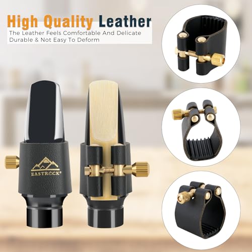 image for EASTROCK Alto Saxophone Ligature, Leather Ligature Fastener for Saxoph