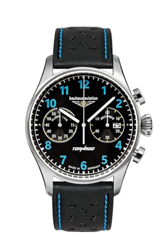 Chronographe Bauhaus Aviation Tornado montre homme de prestige en acier et cuir