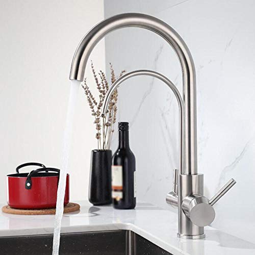 Robinet de cuisine pour filtre à eau pivotant en acier pour simplifier l'évier