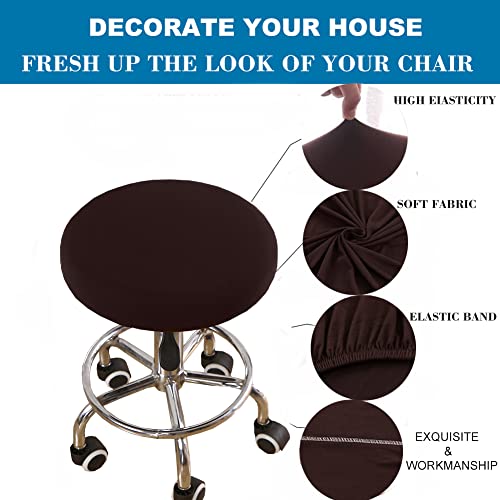 Anwuchen Stool Covers Round,4 Pieces Stretch Round Bar Stool Covers Soft Bar Stool Seat Covers Washable Stool Cushion Covers Elastic Bar Chair Covers For 13-18 Inch Wooden Metal Round Chair(Coffee) #TOP3