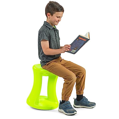 Image of Simplay3 American Home Live Fit Active Balance Chair, 17 inch Stool for Adults and Teens- Ergonomic Office Desk Chair with Rock, Wobble, Tilt Motion for Learning, Work and Study, Bright Lime Green