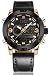 Tonnier Genuine Leather Band Analog Digital LED Dual Time Display Mens Watch, Black&Gold