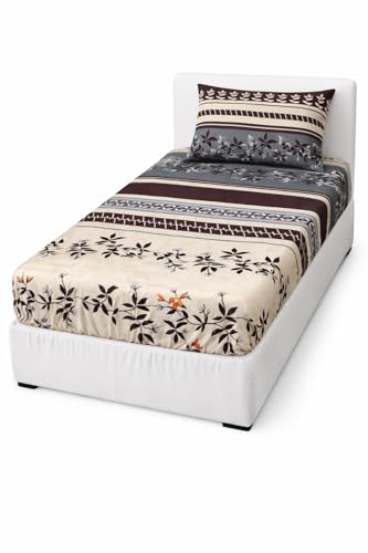 Image of Single Size Elastic Fitted Bedsheet with 1 Pillow Cover - Glace Cotton, Fits 48x72 Inch Mattress (up to 8-inch Depth), All-Around Elastic,Wine Floral