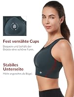 Yvette Damen Sport BH mit Vorderverschluss Mesh Ringerrücken volle Abdeckung Lauf Fitness Reiten Bra, Grau, M Große Größen – Ansicht 3
