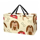 Lovely Little Dog Bone Dog Food Reusable Grocery Shopping Bag Large Collapsible Utility Tote