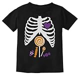 Children Candy Rib-cage X-Ray Skeleton Halloween Kids T-Shirt 4T Black