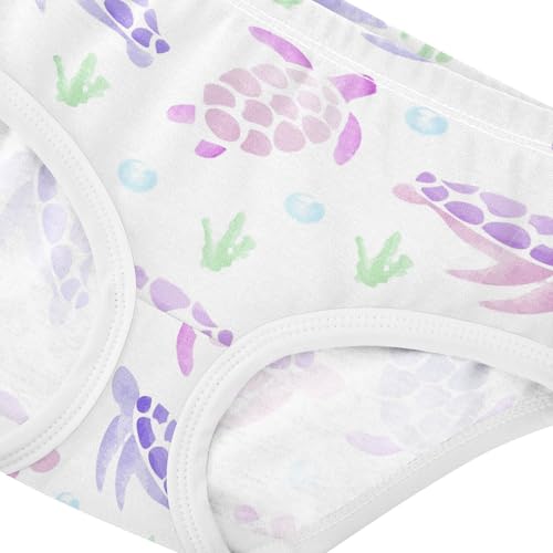 Wusikd Colorful Sea Turtle Girls' Underwear Cotton Watercolor Girls Briefs Soft Toddler Underwear 8T4