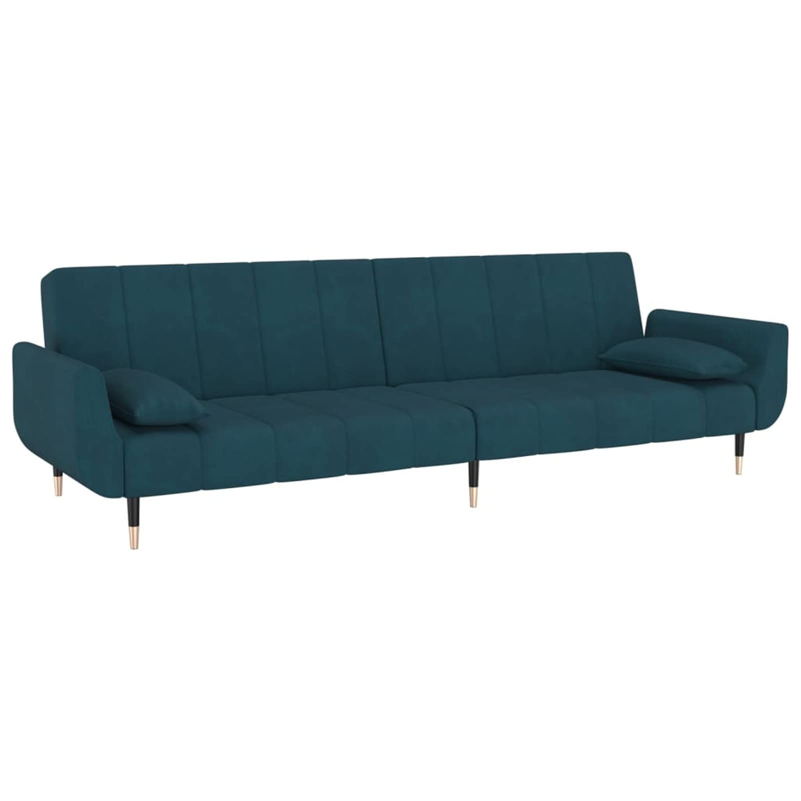 Homgoday Divano Letto a 2 Posti con 2 Cuscini Blu in Velluto, Divano Moderno