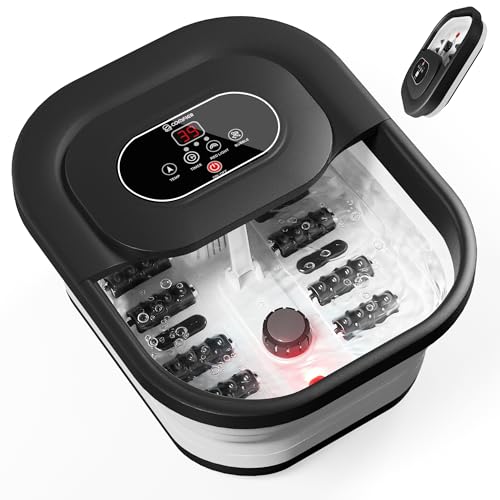 COMFIER Bain de pieds bouillonnant avec fonction chauffante, bain de pieds avec chauffage, fonction bouillonnante, vibration, contrôle de la température,...
