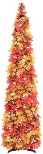 N&T NIETING Fall Tree Home Decor, 5FT Pop Up Tree with Lights & T...