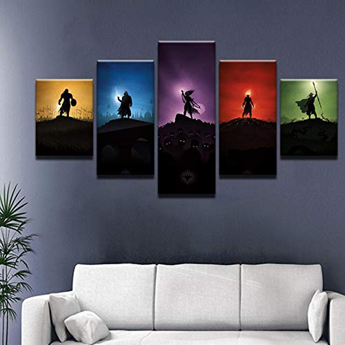 Haoshunda Magic: The Gathering Mtg 5 Panel Canvas Print Wall Art (8X14X2,8X18Inx2,8X22Inx1) #TOP1