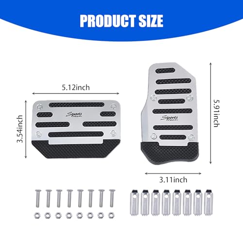 image for Gseigvee 2 PCS Car Brake Pedal, Non-Slip Accelerator Pedal Kit, Alumin