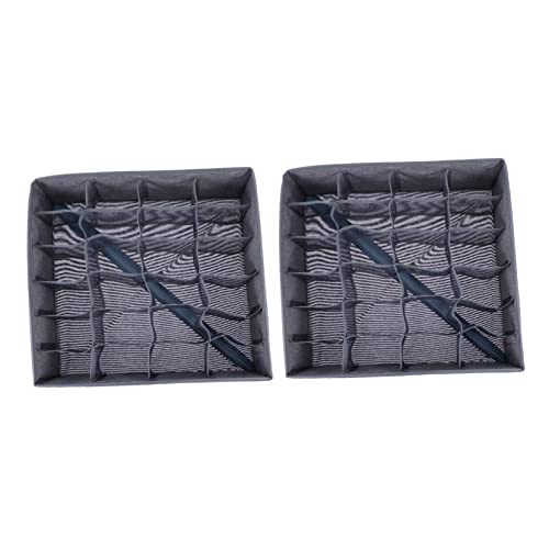 ULTECHNOVO 2 Piezas Caja De Calcetines De Ropa Interior Cajas Organizadores Cubo Hundir Cesta Tapa Mimbre Puerta Unidad Divisores Plegable Encima Largo Cajón Organizador Grey Paño